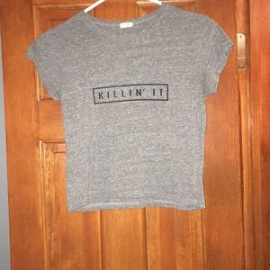 Cropped grey killin it T-shirt